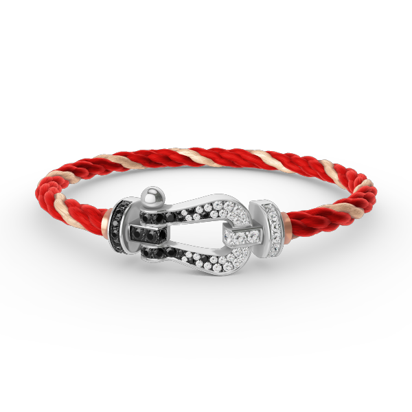 [Regal Gem]FORCE LARGE HORSESHOE BLACK WHITE DIAMOND BRACELET SILVER