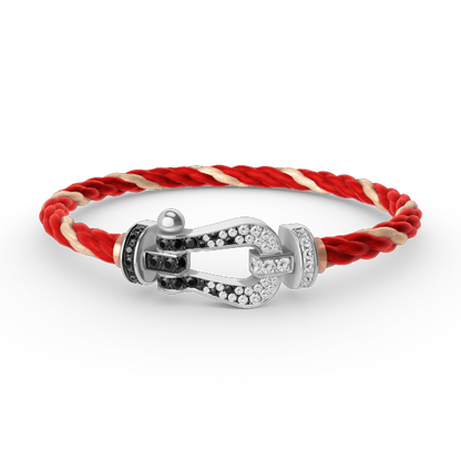 [Regal Gem]FORCE LARGE HORSESHOE BLACK WHITE DIAMOND BRACELET SILVER