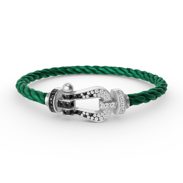 [Regal Gem]FORCE LARGE HORSESHOE BLACK WHITE DIAMOND BRACELET SILVER