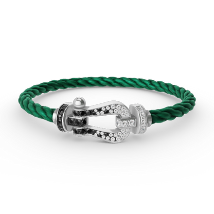 [Regal Gem]FORCE LARGE HORSESHOE BLACK WHITE DIAMOND BRACELET SILVER