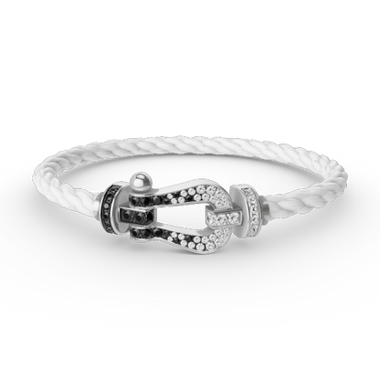 [Regal Gem]FORCE LARGE HORSESHOE BLACK WHITE DIAMOND BRACELET SILVER