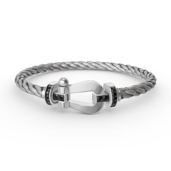 [Regal Gem]FORCE LARGE HORSESHOE BLACK DIAMOND BRACELET SILVER