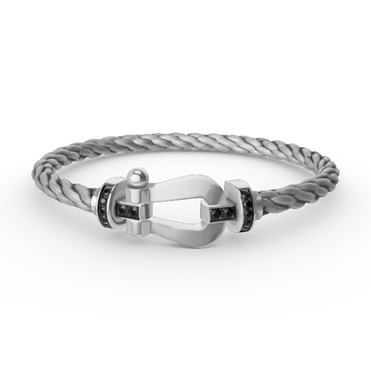 [Regal Gem]FORCE LARGE HORSESHOE BLACK DIAMOND BRACELET SILVER