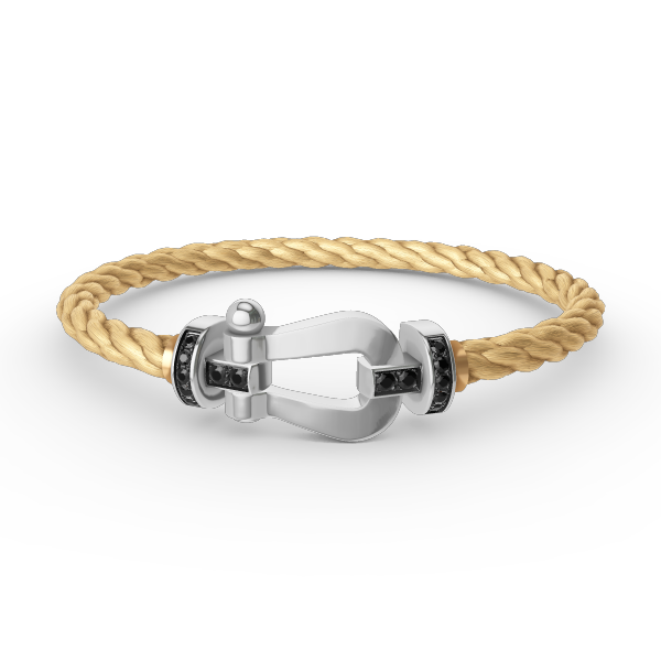 [Regal Gem]FORCE LARGE HORSESHOE BLACK DIAMOND BRACELET SILVER