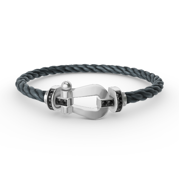 [Regal Gem]FORCE LARGE HORSESHOE BLACK DIAMOND BRACELET SILVER