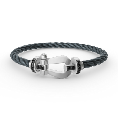 [Regal Gem]FORCE LARGE HORSESHOE BLACK DIAMOND BRACELET SILVER