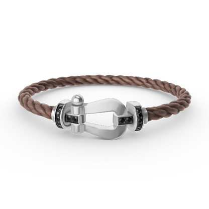 [Regal Gem]FORCE LARGE HORSESHOE BLACK DIAMOND BRACELET SILVER
