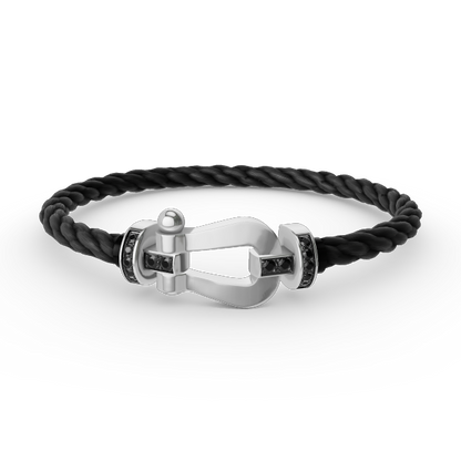 [Regal Gem]FORCE LARGE HORSESHOE BLACK DIAMOND BRACELET SILVER