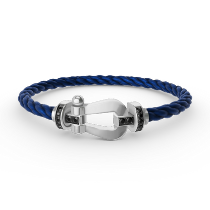 [Regal Gem]FORCE LARGE HORSESHOE BLACK DIAMOND BRACELET SILVER