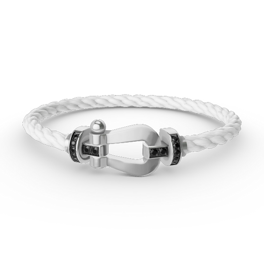 [Regal Gem]FORCE LARGE HORSESHOE BLACK DIAMOND BRACELET SILVER