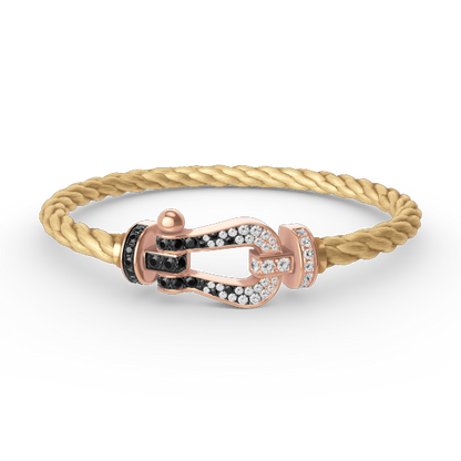 [Regal Gem]FORCE LARGE HORSESHOE BLACK WHITE DIAMOND BRACELET Regal Gem GOLD
