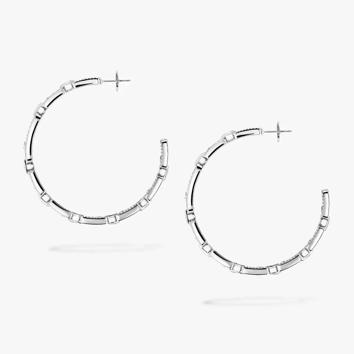 [[Regal Gem]Move Link Diamond Hoop Earrings