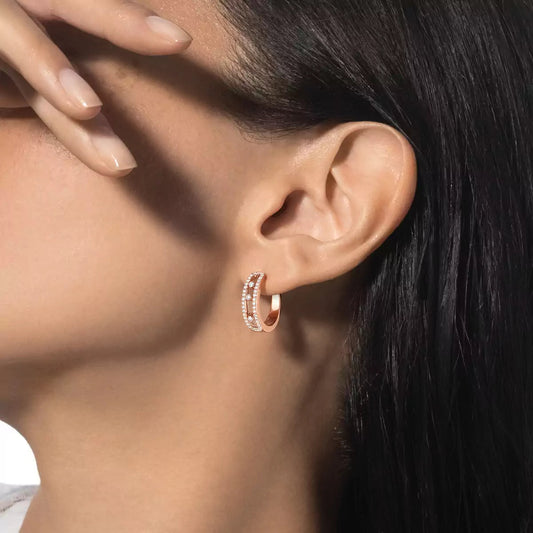 [Regal Gem]Diamond Pave_ Hoop Earrings Move
