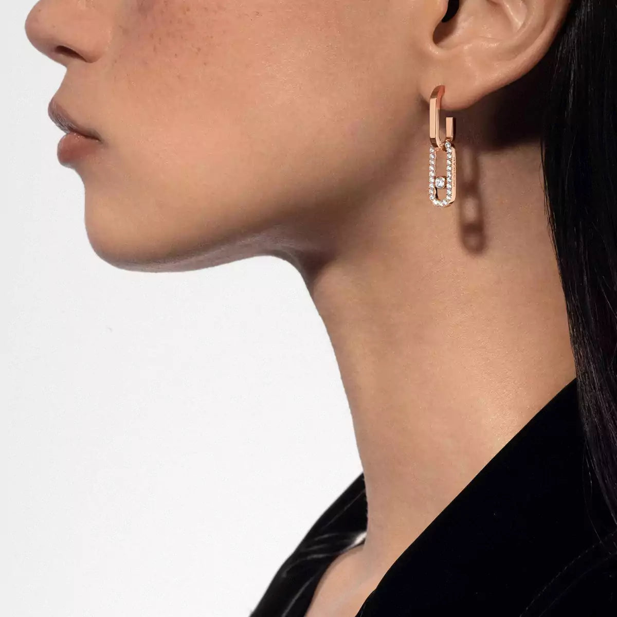 [Regal Gem]Move Link Diamond Earrings