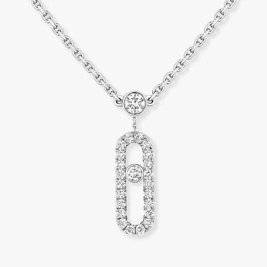 [Regal Gem]2 Rows Rose Gold Diamond Pave_ Necklace Move Uno