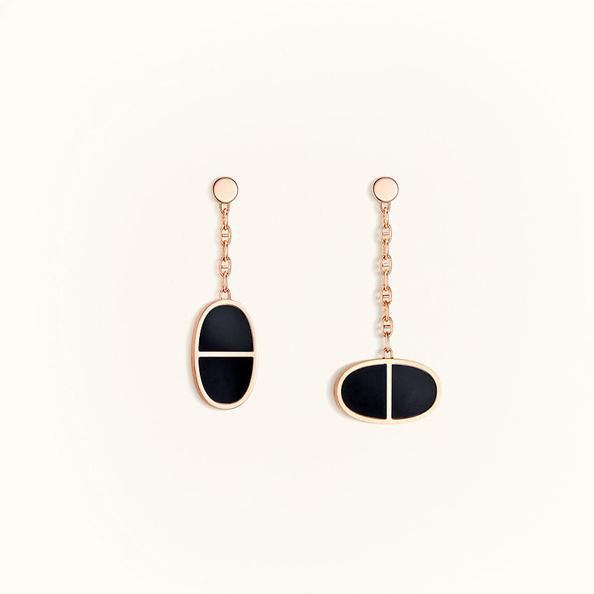[Regal Gem]CHAINE VERSO BLACK CERAMIC EARRINGS
