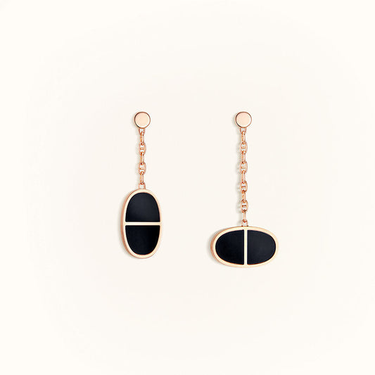 [Regal Gem]CHAINE VERSO BLACK CERAMIC EARRINGS