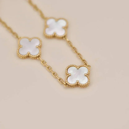 [Regal Gem]CLOVER WHITE PEARL MOP 5 MOTIF BRACELET COLLECTION