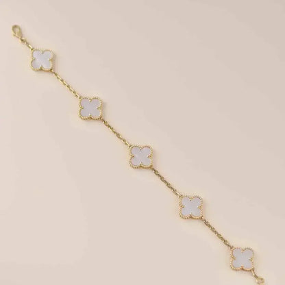 [Regal Gem]CLOVER WHITE PEARL MOP 5 MOTIF BRACELET COLLECTION