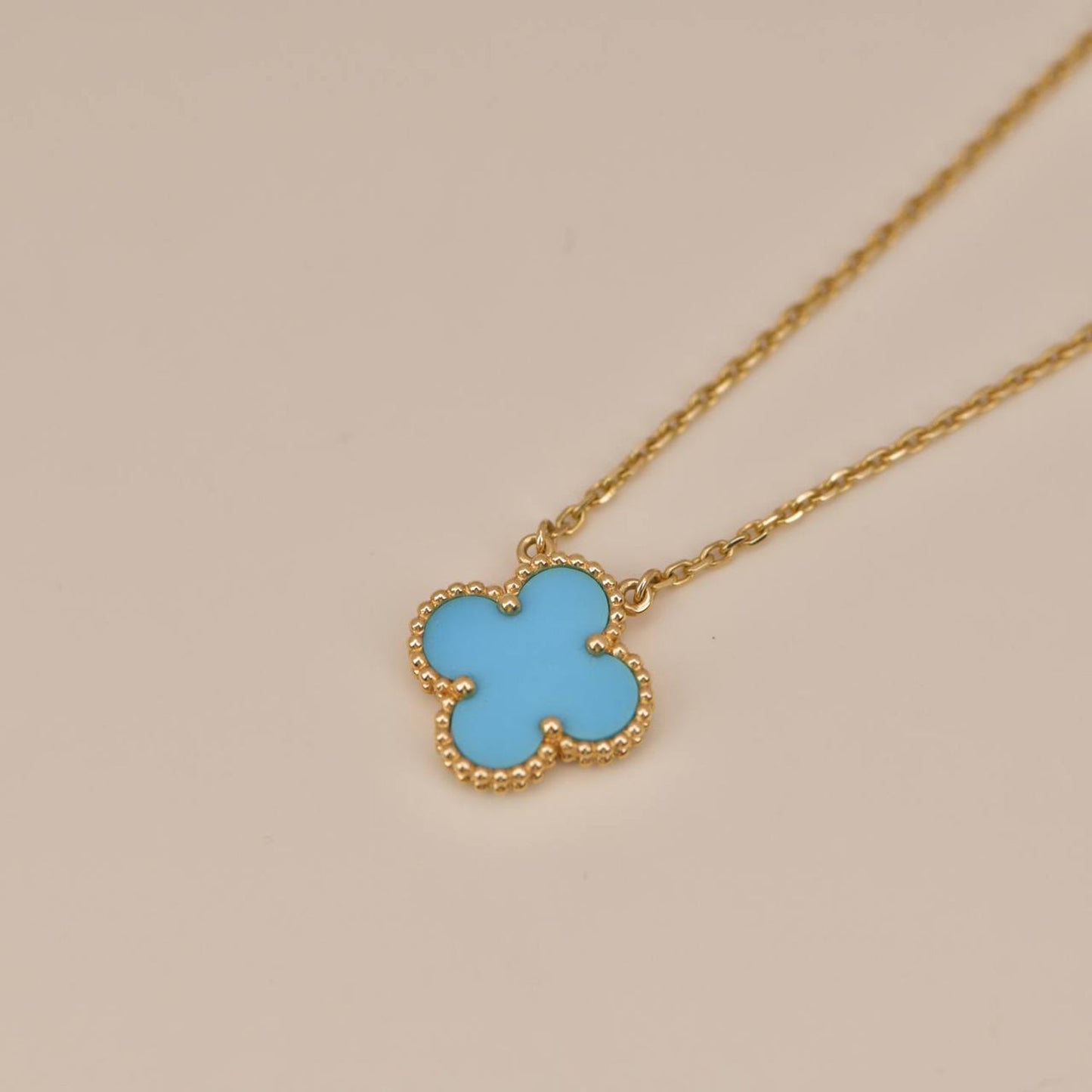 [Regal Gem]CLOVER 15MM VINTAGE TURQUOISE NECKLACE
