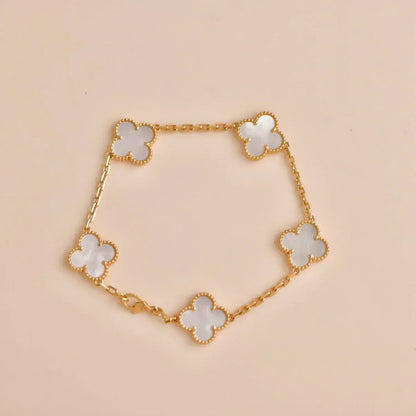 [Regal Gem]CLOVER WHITE PEARL MOP 5 MOTIF BRACELET COLLECTION