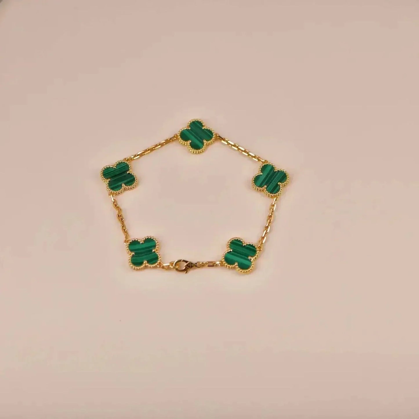 [Regal Gem] CLOVER 5 MOTIF MALACHITE BRACELET COLLECTION