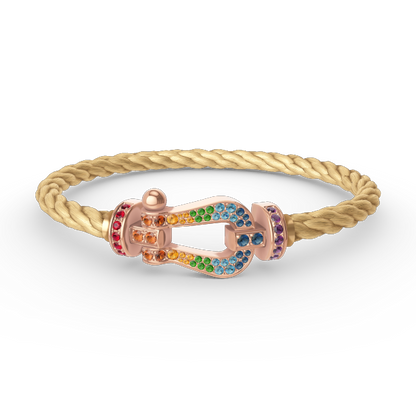 [Regal Gem]FORCE LARGE HORSESHOE  COLORED DIAMOND BRACELET Regal Gem GOLD