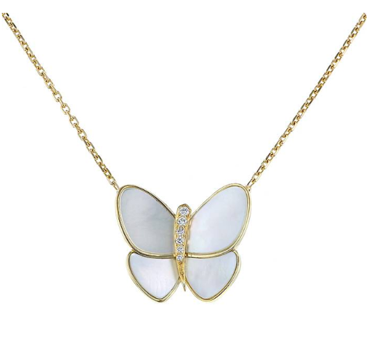 [Regal Gem]BUTTERFLY GOLD MOP DIAMOND NECKLACE