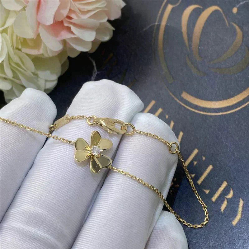 [Regal Gem]FRIVOLE GOLD FLOWER PINK MALACHITE BRACELET