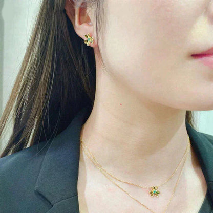 [Regal Gem]FRIVOLE  FLOWER MALACHITE EARRINGS