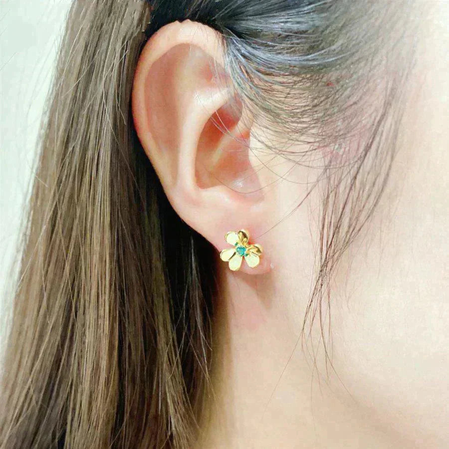 [Regal Gem]FRIVOLE  FLOWER MALACHITE EARRINGS