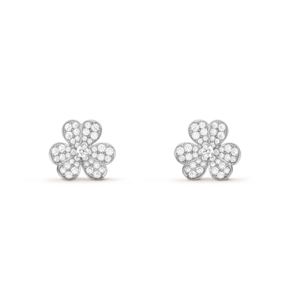[Regal Gem]FRIVOLE SILVER FLOWER DIAMOND EARRINGS