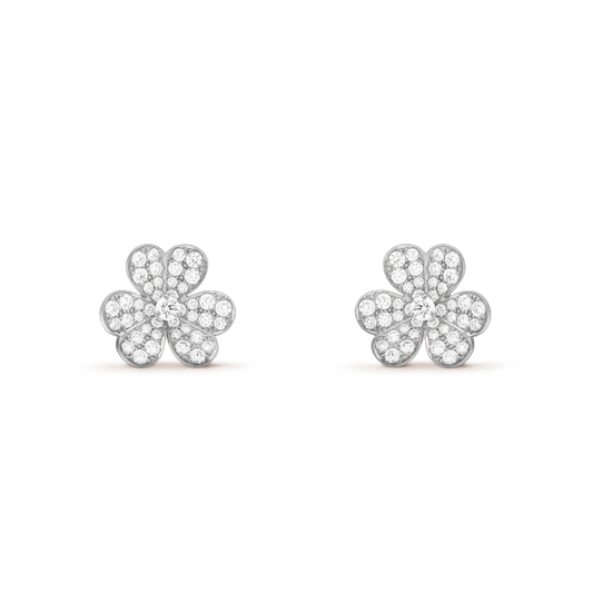 [Regal Gem]FRIVOLE SILVER FLOWER DIAMOND EARRINGS