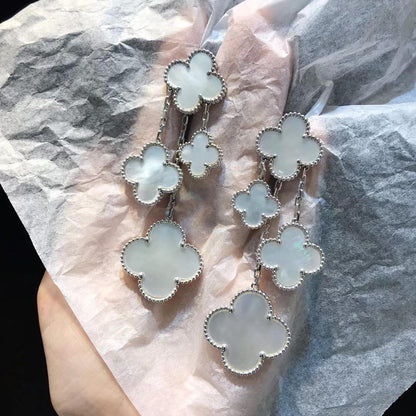 [Regal Gem]CLOVER EARRINGS WHITE MOP 4 MOTIFS SILVER