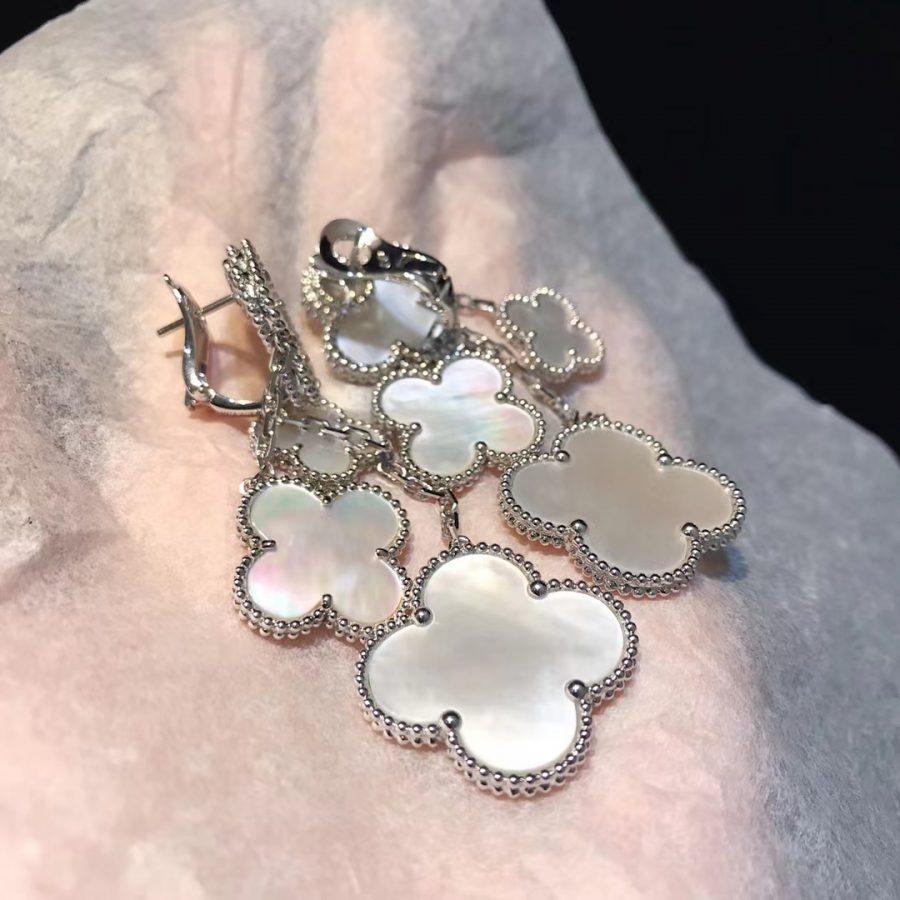 [Regal Gem]CLOVER EARRINGS WHITE MOP 4 MOTIFS SILVER