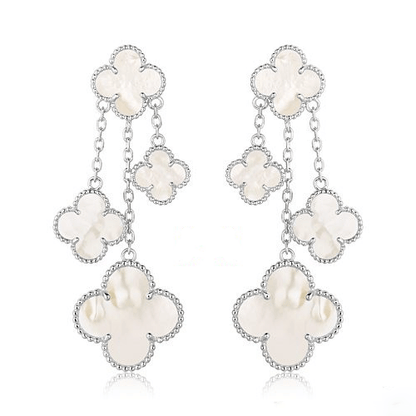 [Regal Gem]CLOVER EARRINGS WHITE MOP 4 MOTIFS SILVER