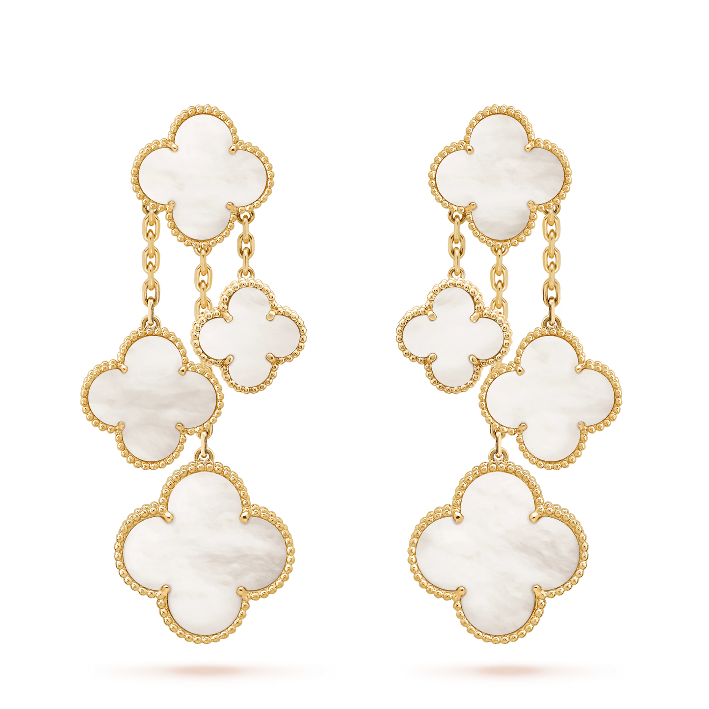 [Regal Gem]CLOVER EARRINGS WHITE MOP 4 MOTIFS GOLD