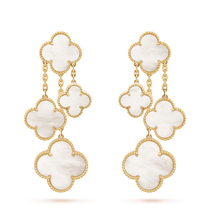 [Regal Gem]CLOVER EARRINGS WHITE MOP 4 MOTIFS GOLD