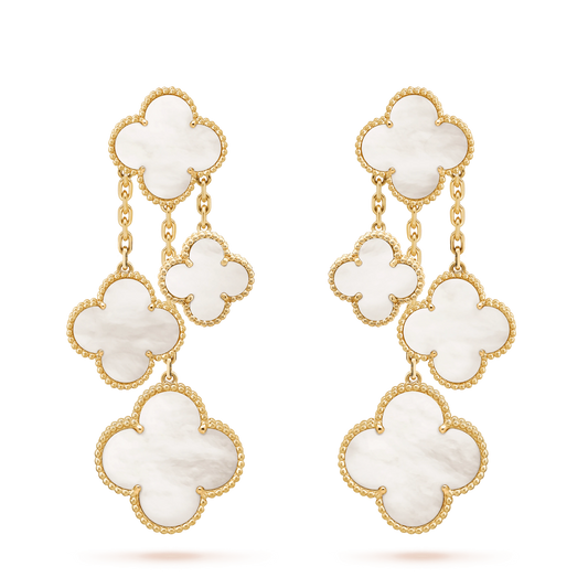 [Regal Gem]CLOVER EARRINGS WHITE MOP 4 MOTIFS GOLD