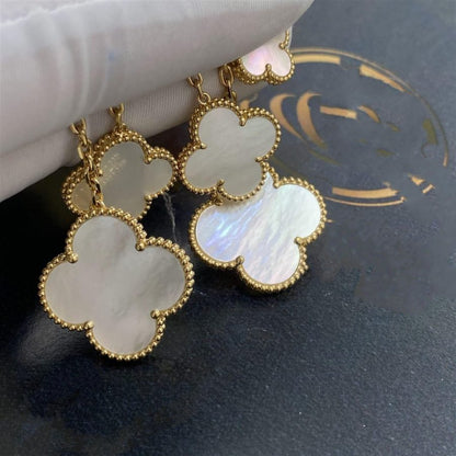 [Regal Gem]CLOVER EARRINGS WHITE MOP 4 MOTIFS GOLD
