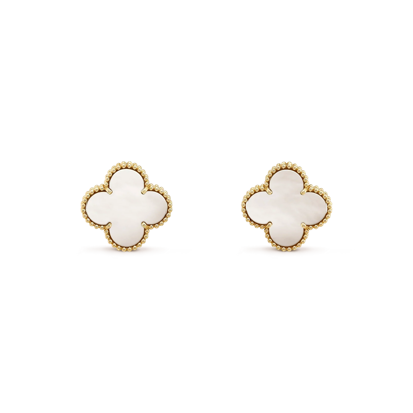 [Regal Gem]CLOVER MEDIUM 1 MOTIFS  WHITE MOP STUD EARRINGS