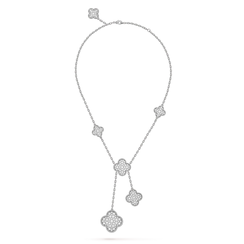 [Regal Gem]CLOVER 5 MOTIFS SILVER DIAMONDS NECKLACE