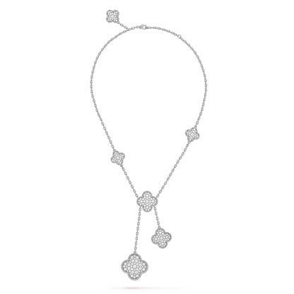 [Regal Gem]CLOVER 5 MOTIFS SILVER DIAMONDS NECKLACE