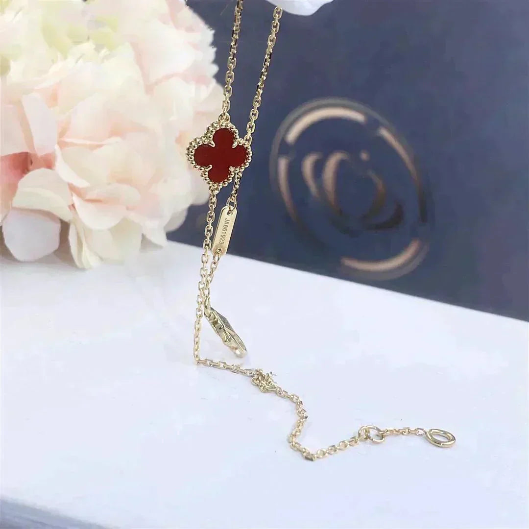 [Regal Gem]CLOVER  CARNELIAN SINGLE FLOWER BRACELET