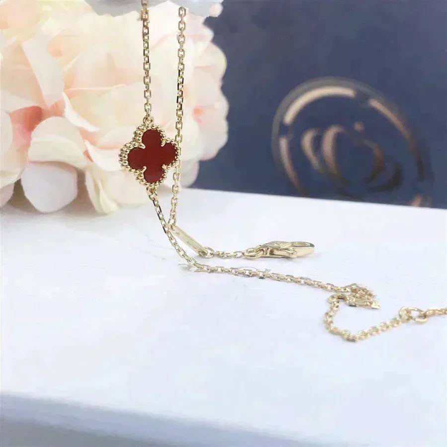 [Regal Gem]CLOVER  CARNELIAN SINGLE FLOWER BRACELET