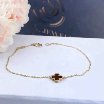 [Regal Gem]CLOVER  CARNELIAN SINGLE FLOWER BRACELET