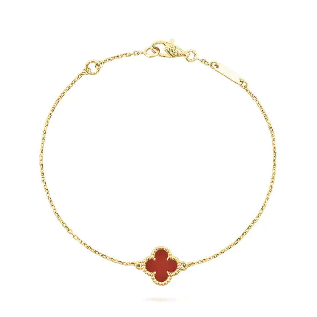 [Regal Gem]CLOVER  CARNELIAN SINGLE FLOWER BRACELET