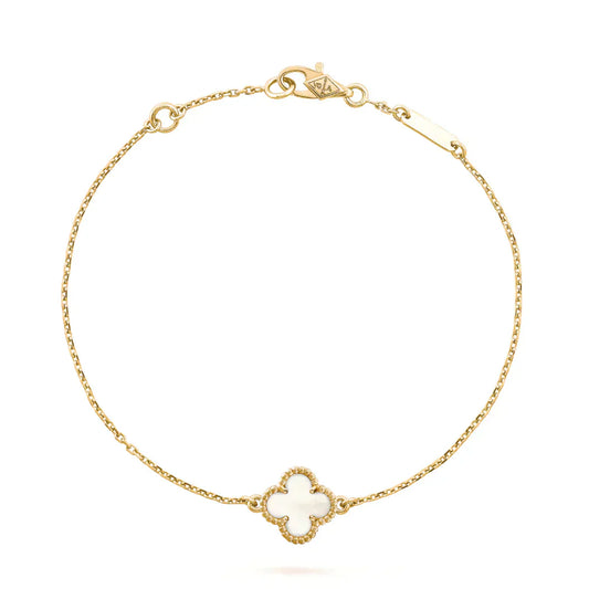 [Regal Gem]CLOVER WHITE MOP SINGLE FLOWER BRACELET