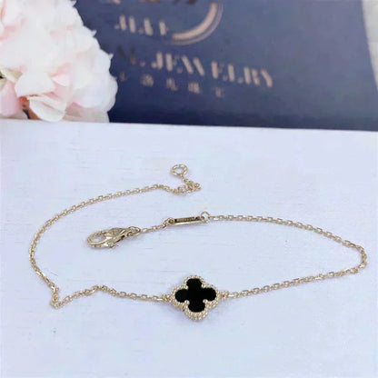 [Regal Gem]CLOVER ONYX SINGLE FLOWER BRACELET