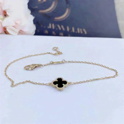 [Regal Gem]CLOVER ONYX SINGLE FLOWER BRACELET